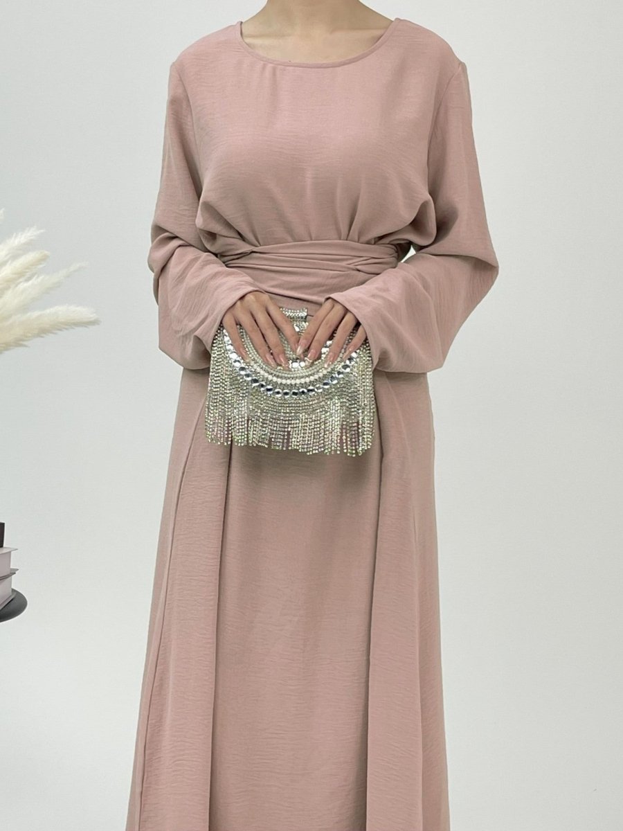 Robe du soir abaya élégante en crêpe glacé à lacets (MA160)