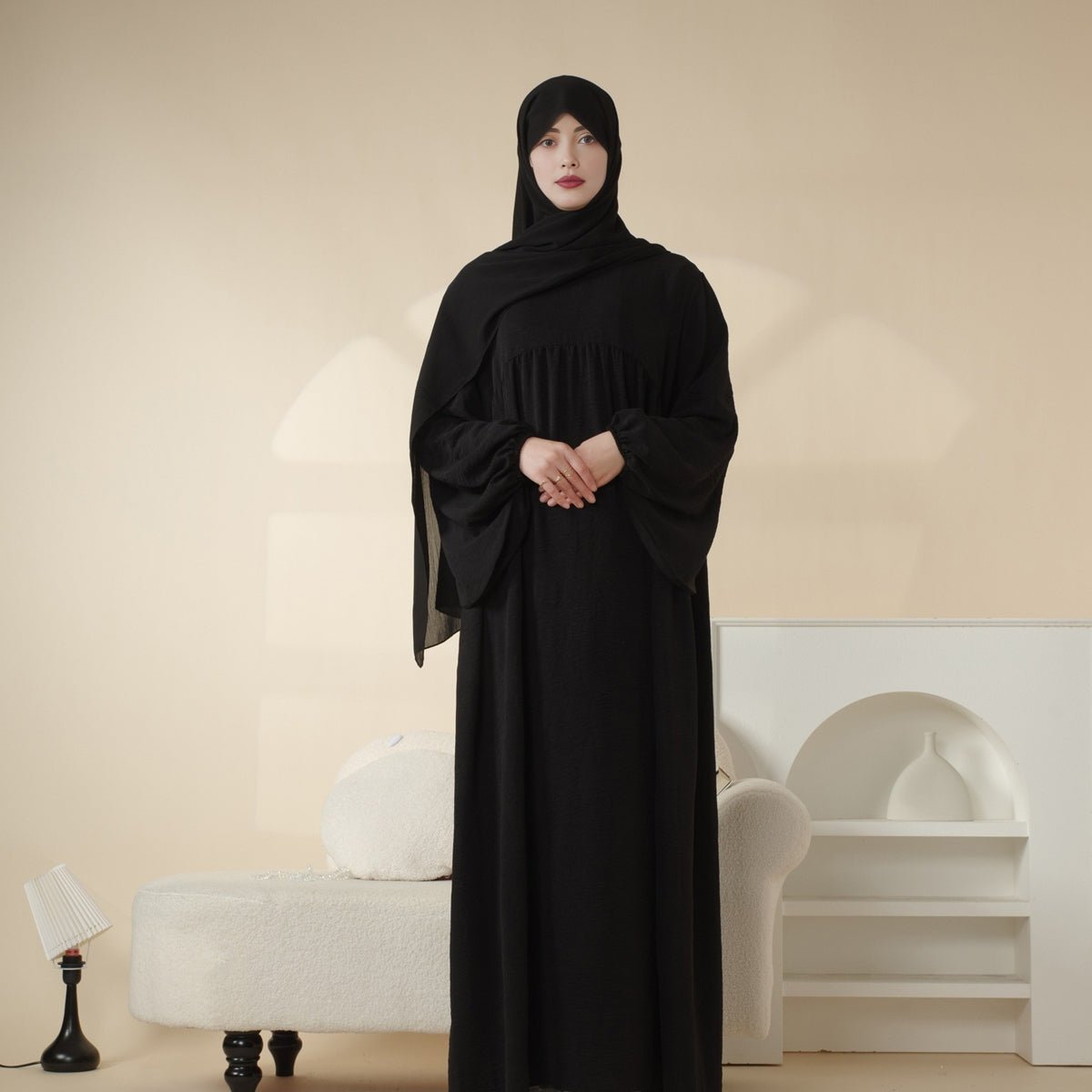 Abaya Réversible en Tissu Crêpe (MA035)