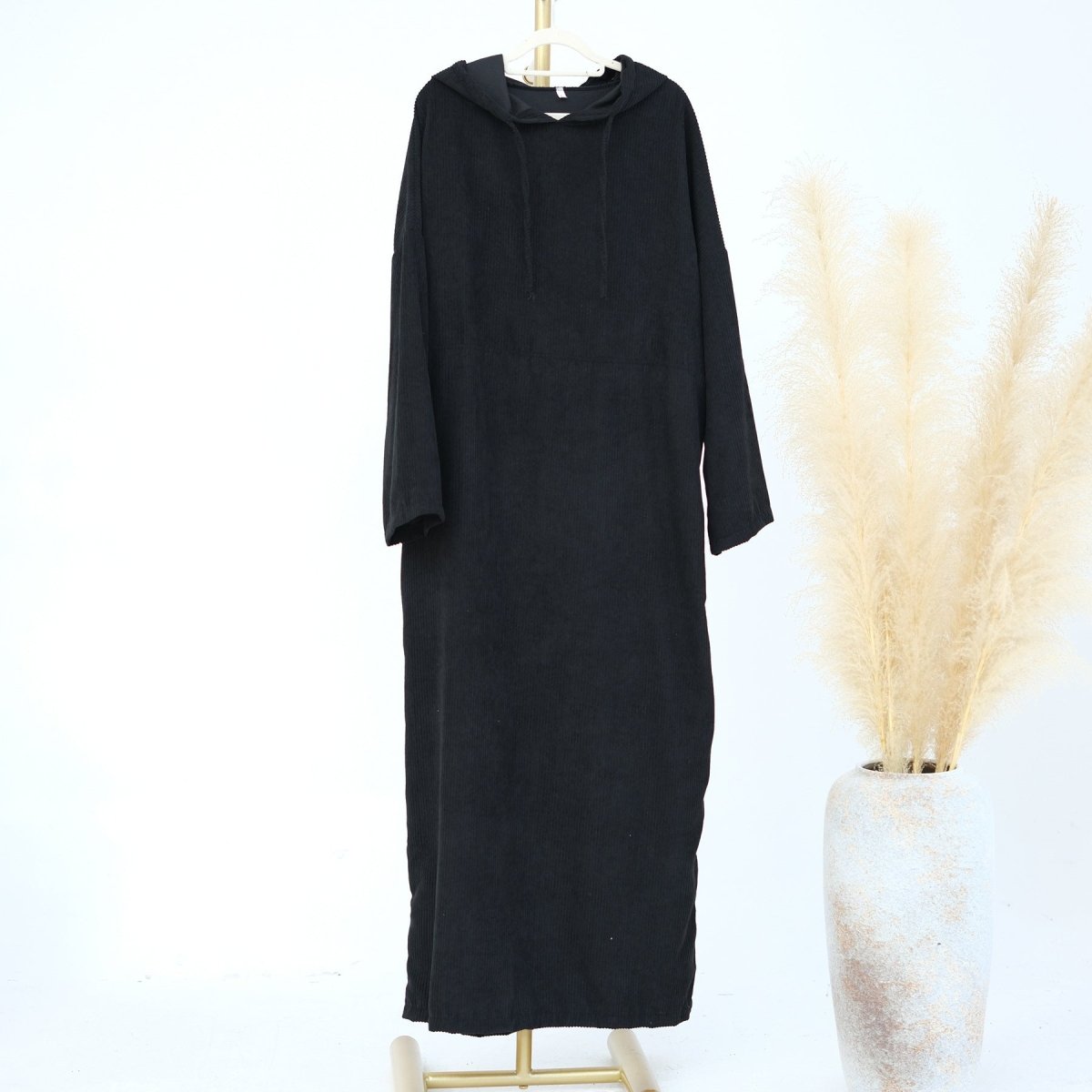 Abaya Sweat à Capuche en Velours Côtelé Décontractée (MA110)