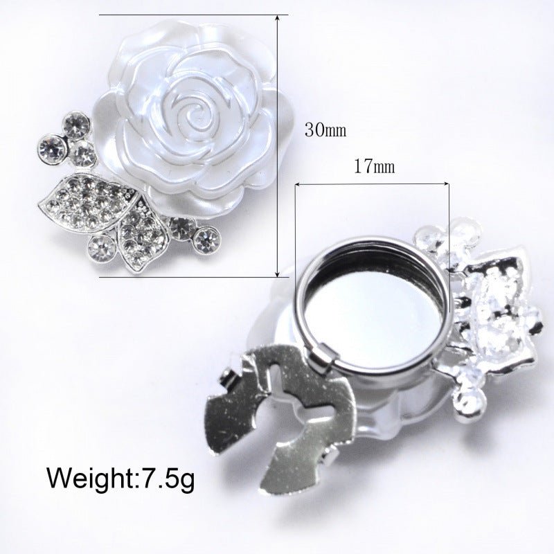 Boutons de manchette Pearl Rose | Clips décoratifs feuille en strass (MAC360)
