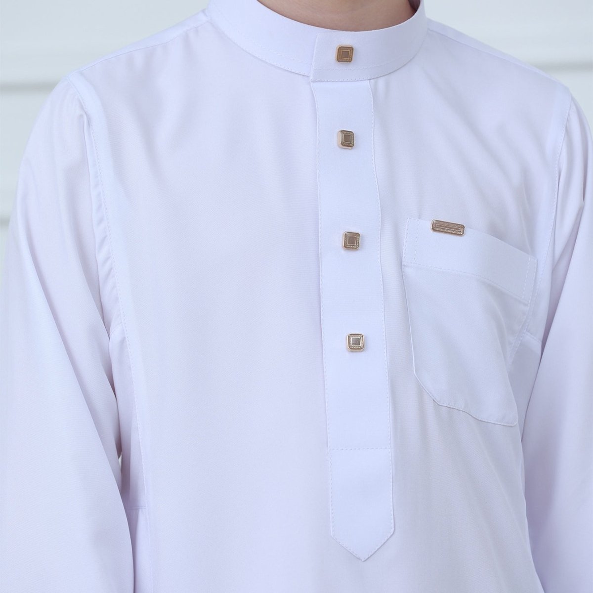 Thobe classique blanc pour garçons à col droit (MKB027)