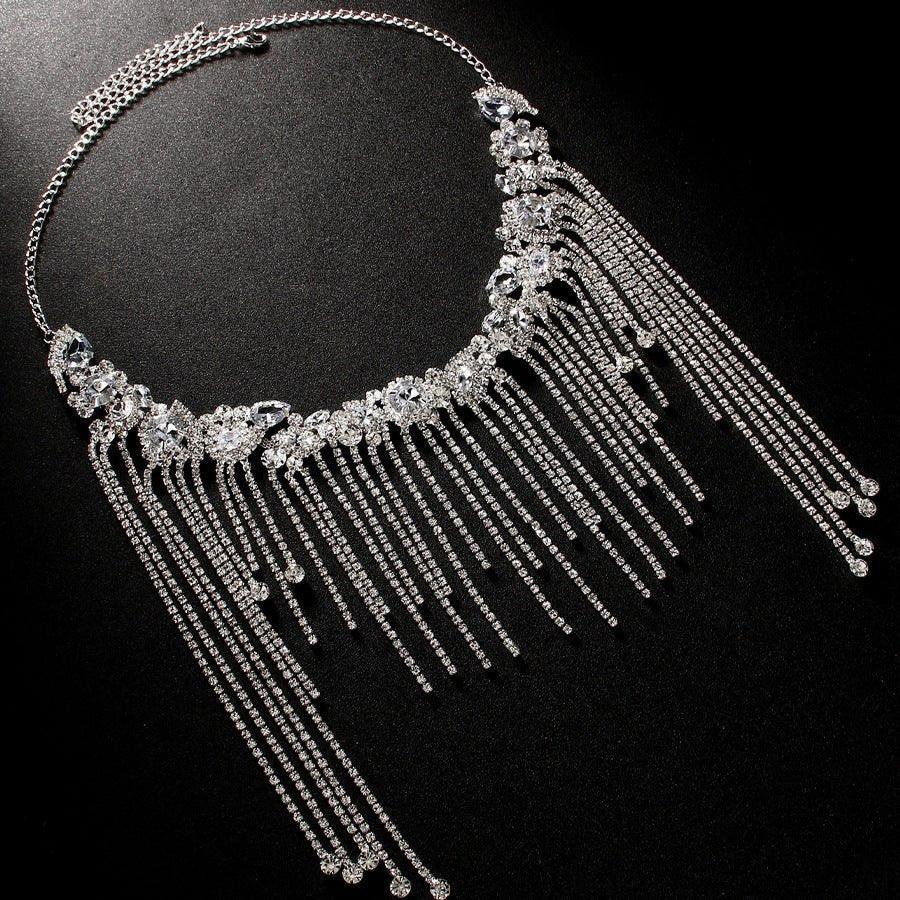 MAC152 Accessoires cheveux avec franges de strass en diamant