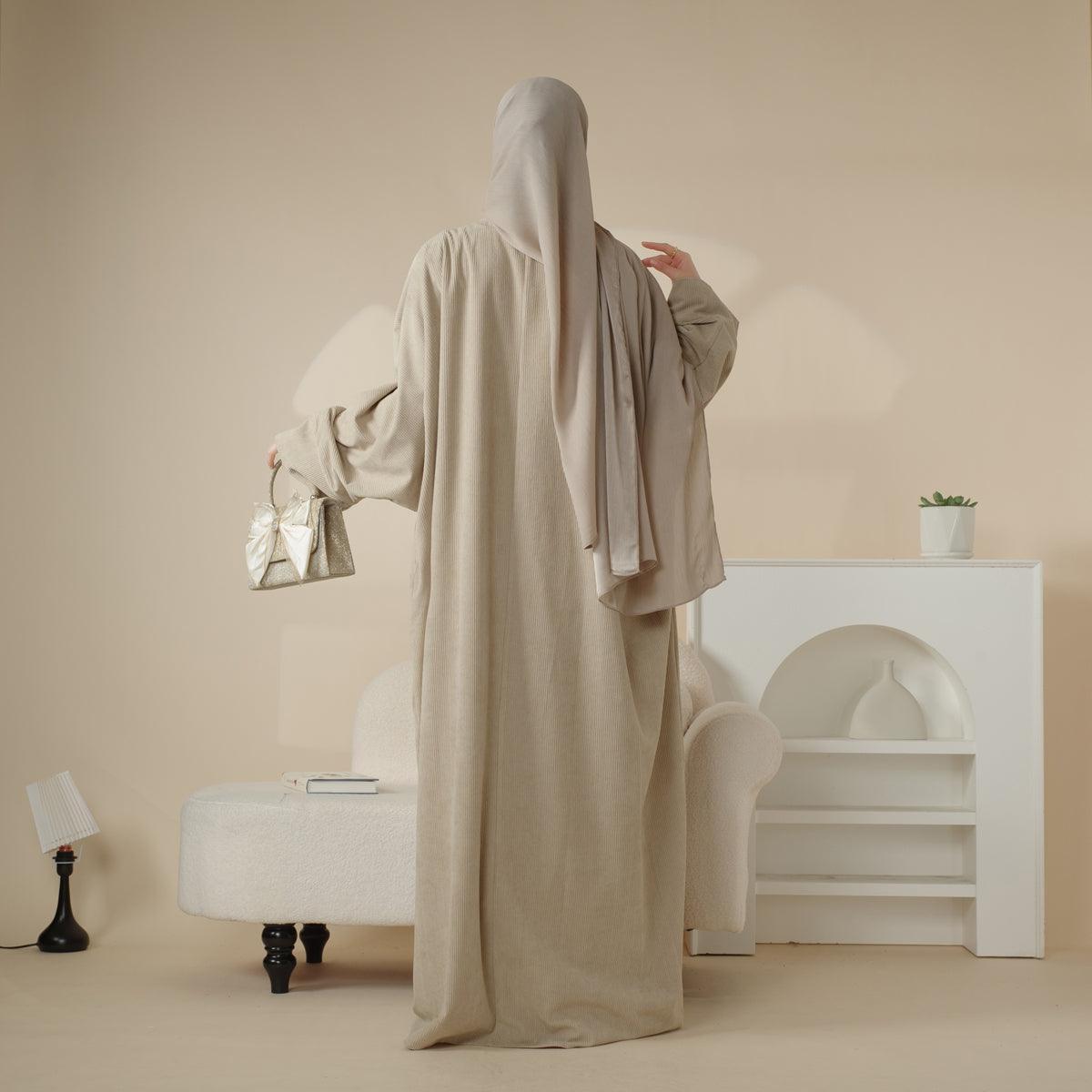 Cardigan Abaya Ouverte en Velours Côtelé (MOA028)