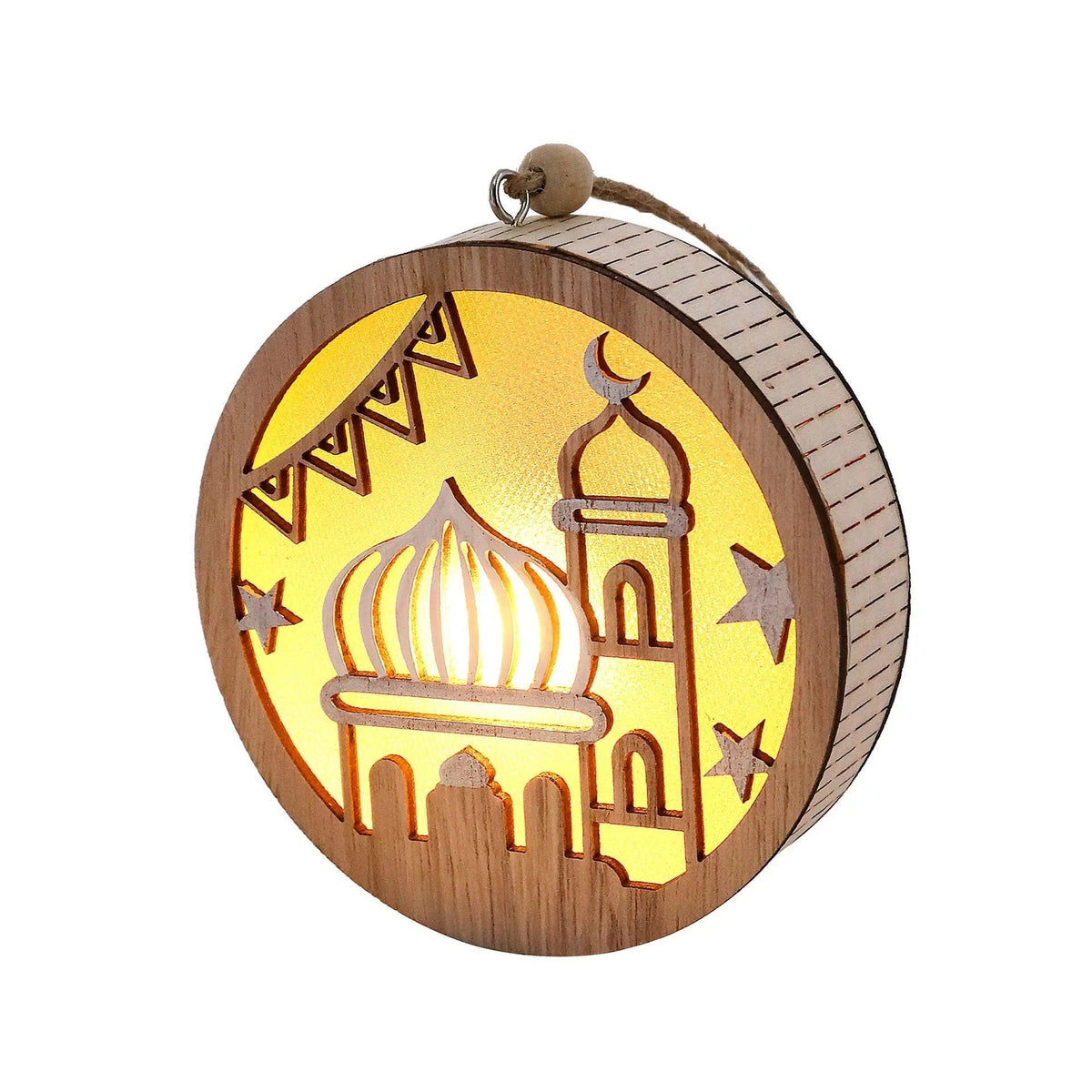 MR036 Pendentif Lumineux LED en Bois "Eid Mubarak