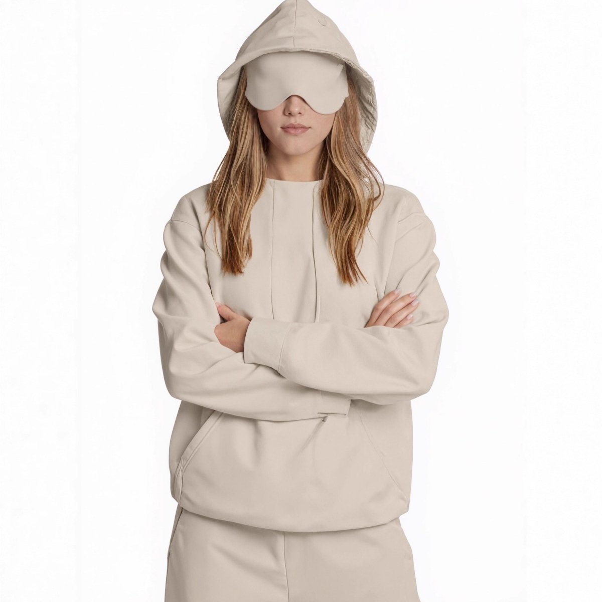 Sweat à capuche Travel Mode avec masque de sommeil intégré | Pull oversize avec masque de sommeil intégré (MS209)