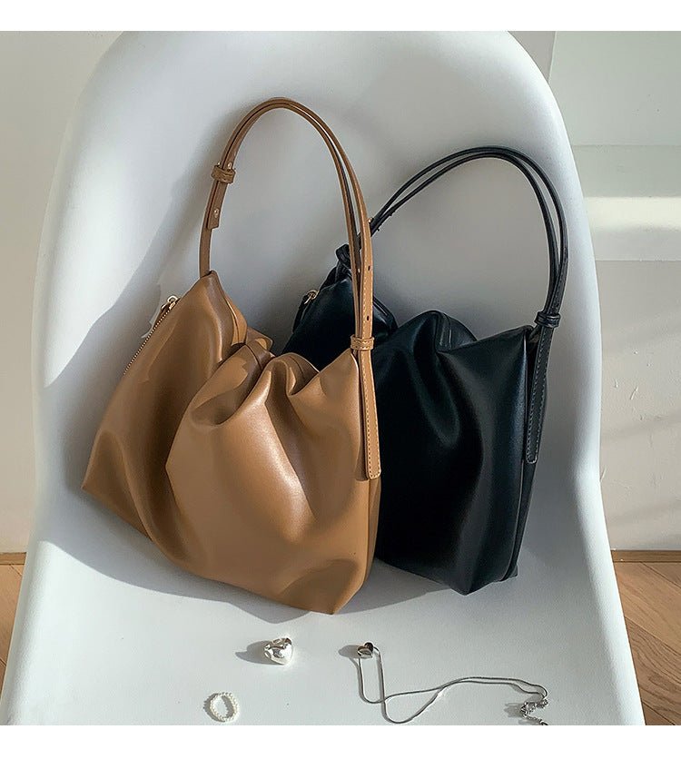 MAC180 Sac Cabas Plissé en Cuir PU Haut de Gamme Toutes Occasions
