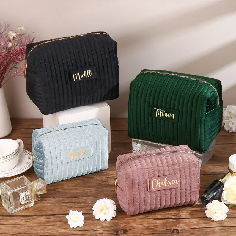 Trousse de toilette en velours à carreaux, organisateur de voyage multifonction (MAC268)