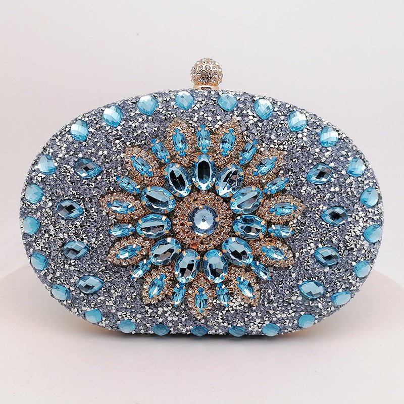 Pochette de soirée Crystal Sunflower | Sac de fête en strass avec bandoulière chaîne (MAC356)