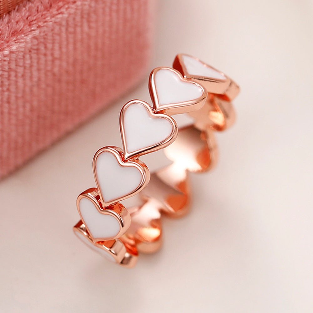Bague et boucles d'oreilles Simple Pink Heart-To-Heart Glue (MAC198)