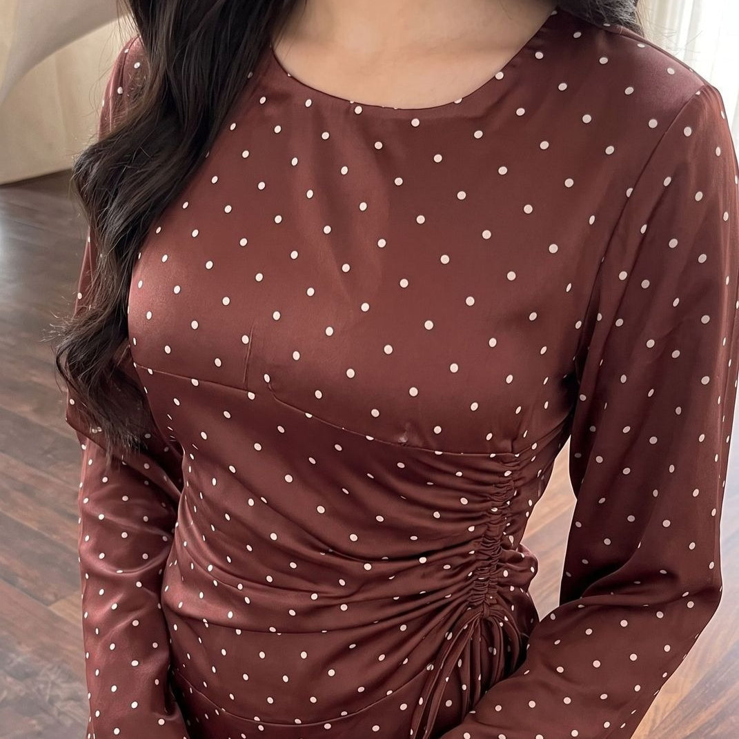 Robe Maxi à Manches Évasées Pois (MS503)