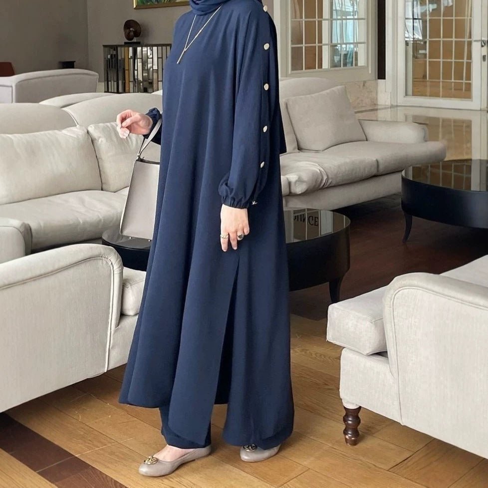 Abaya Maxi Manches Bouffantes Texturées (MS526)