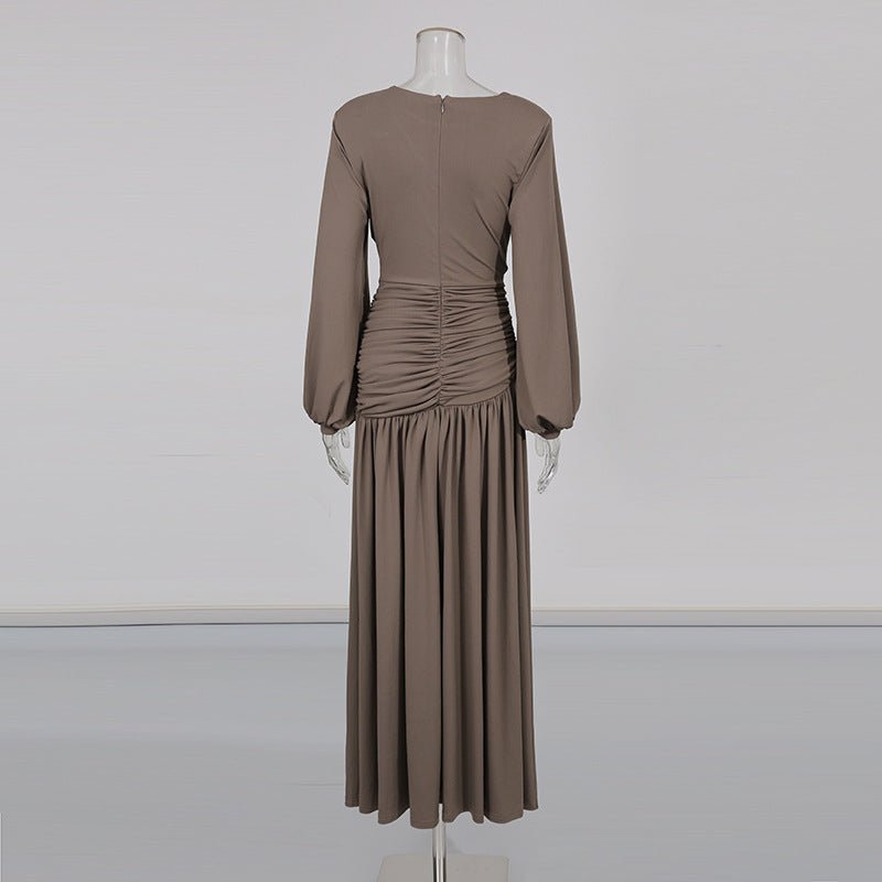 Robe froncée avec taille échancrée tressée (MS345)