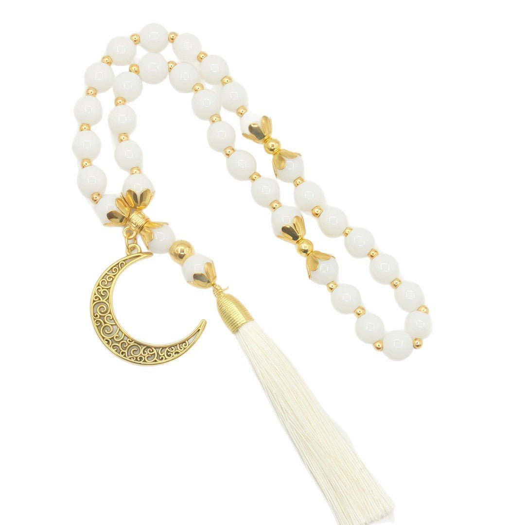 Bracelet Tasbih Croissant de Lune Perles de Prière Islamique (MR089)