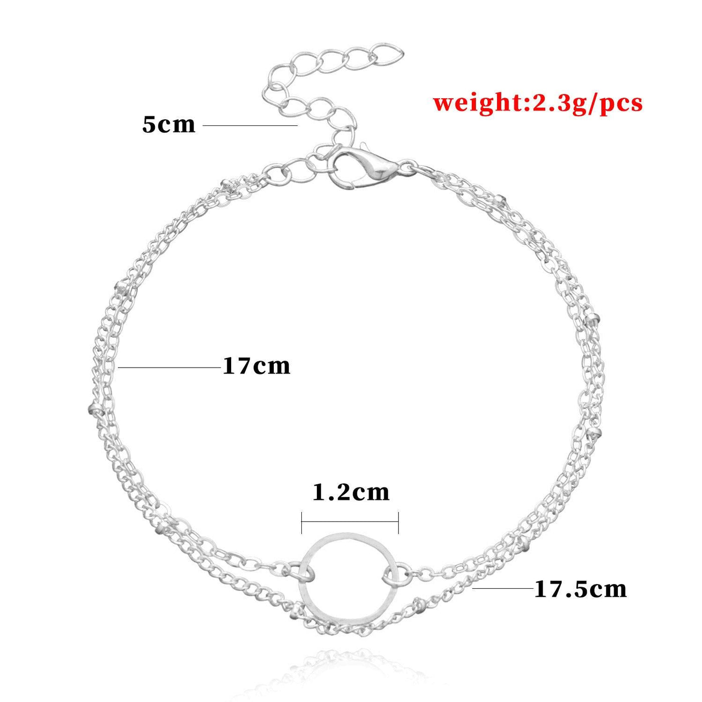 MAC085 Bracelet double couche à motif géométrique ajouré, élégant et tendance