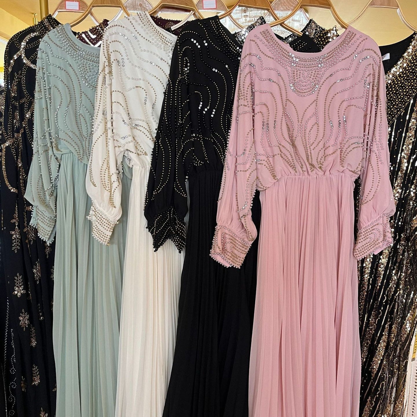 Robe Maxi Batwing Perlée et Cristal (MS529)