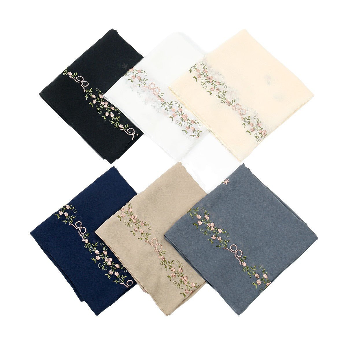 Foulard Hijab en Mousseline Brodée | Hijab en Mousseline avec Broderie (MH220)