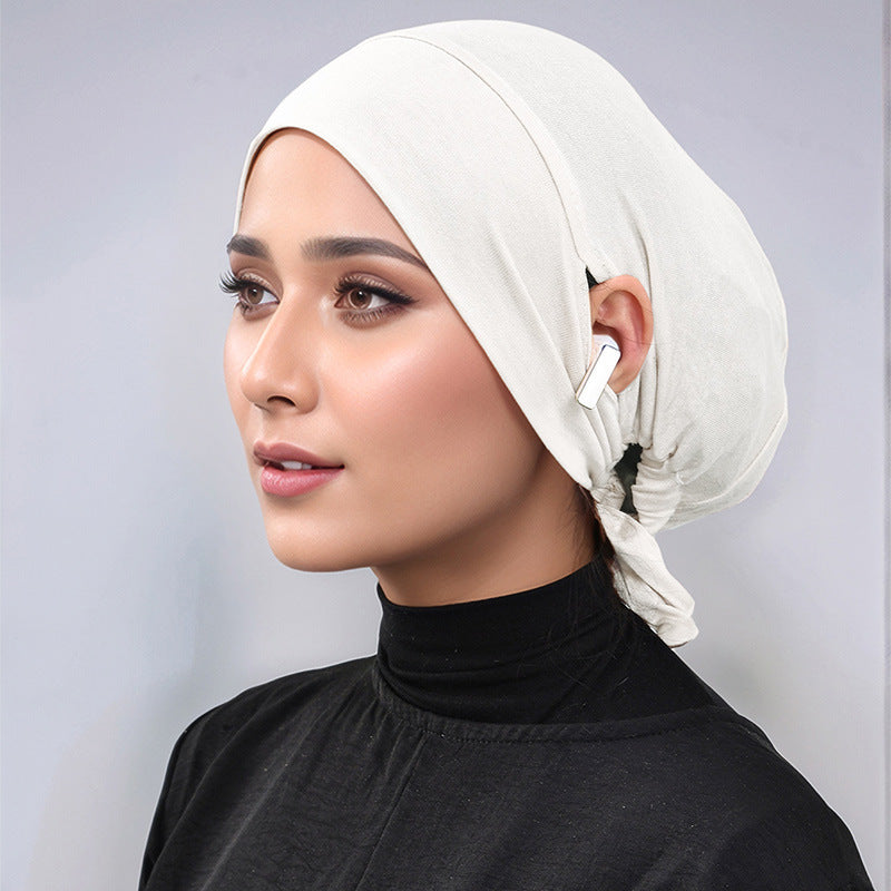 Sous-bonnet en coton mercerisé à nouer avec ouvertures pour les oreilles (MH204)