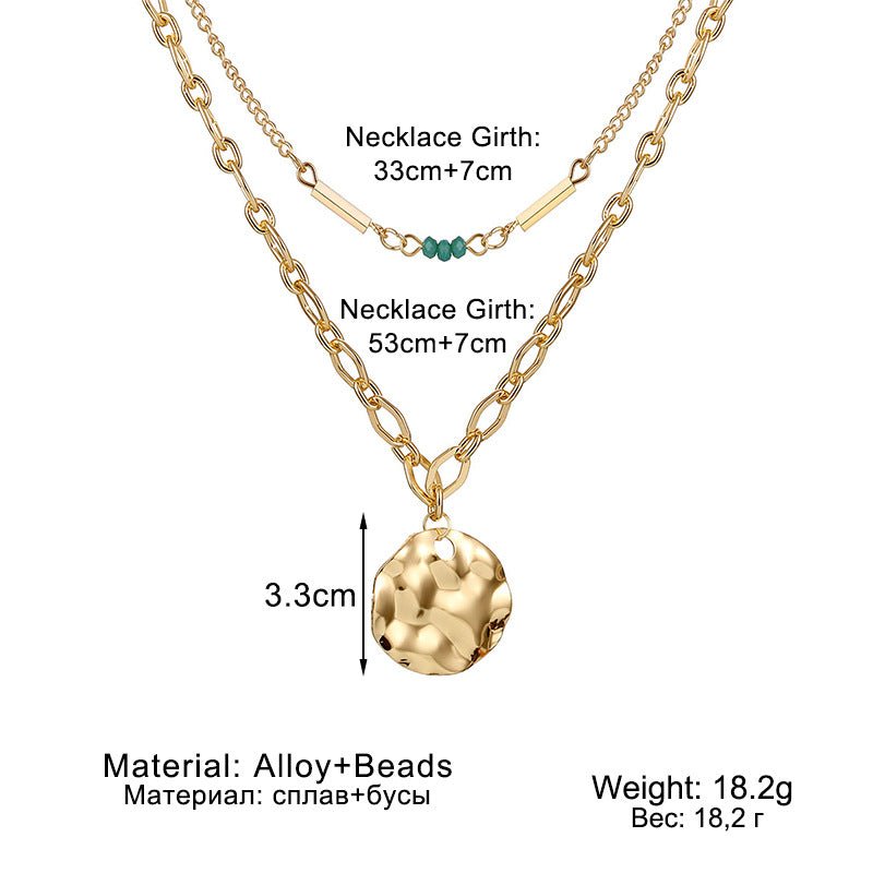 Collier vintage à double rangée avec disques métalliques (MAC211)