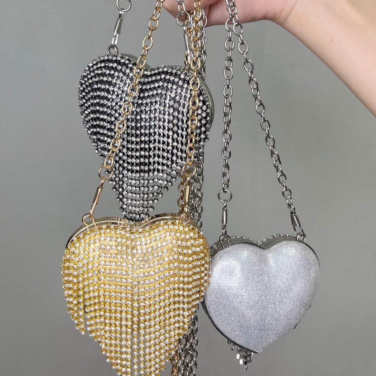 Sac bandoulière étincelant en forme de cœur – Mini sac à main orné de strass pour un glam au quotidien (MAC279)
