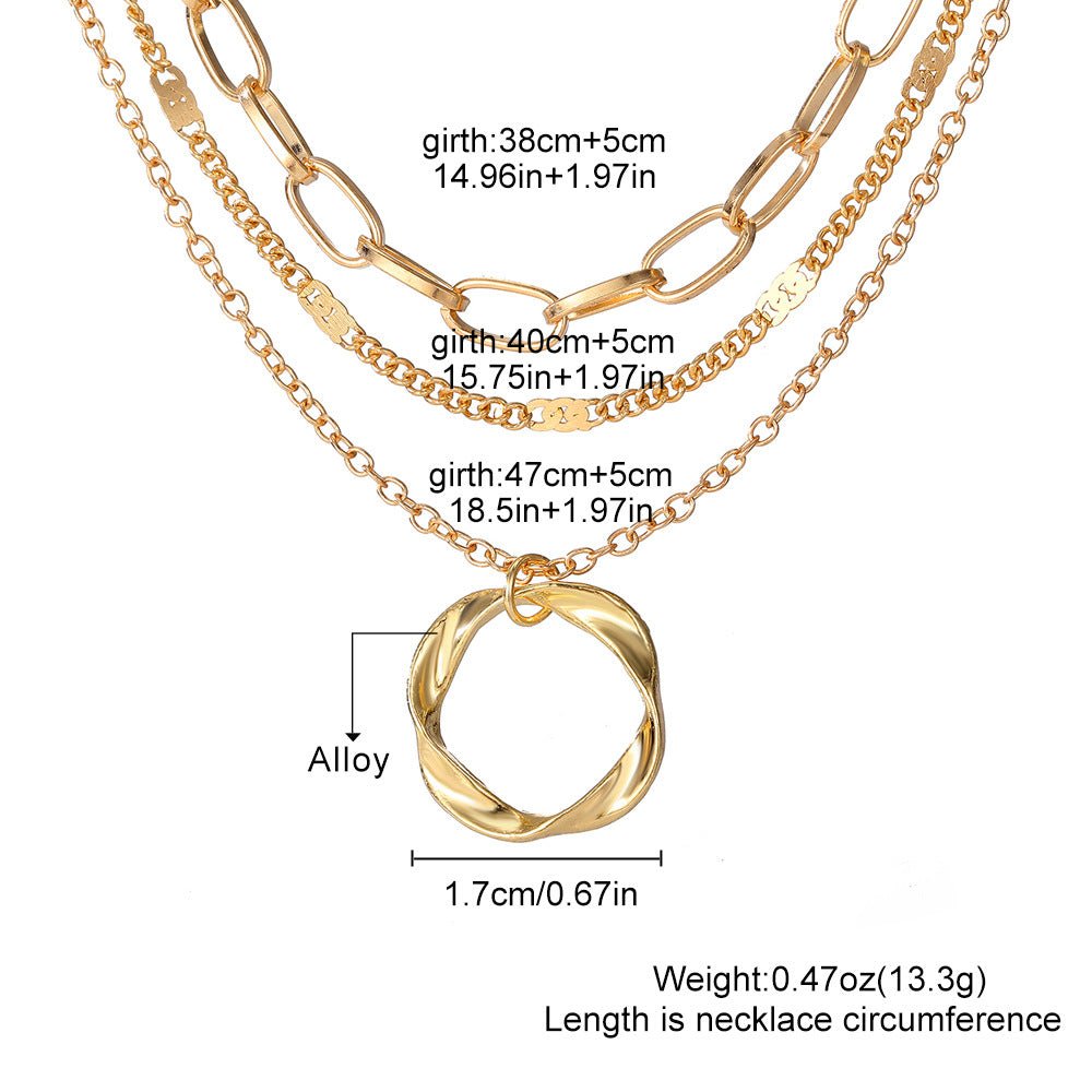 Collier à pendentif rond et chaîne épaisse (MAC207)