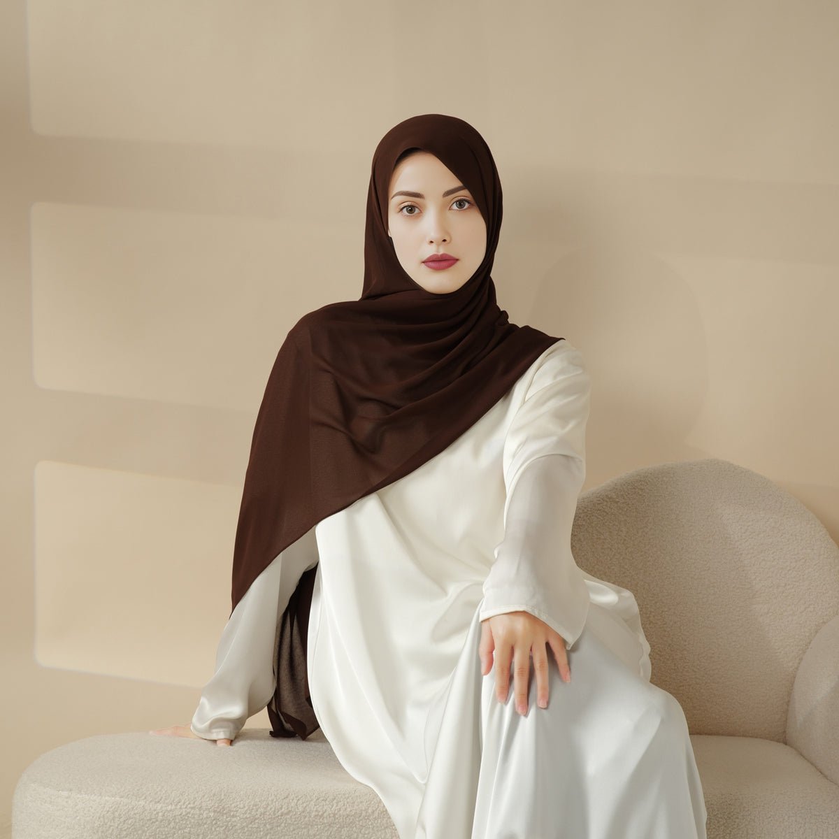 Châle en mousseline uni, Hijab en mousseline extra-fine (MH067)
