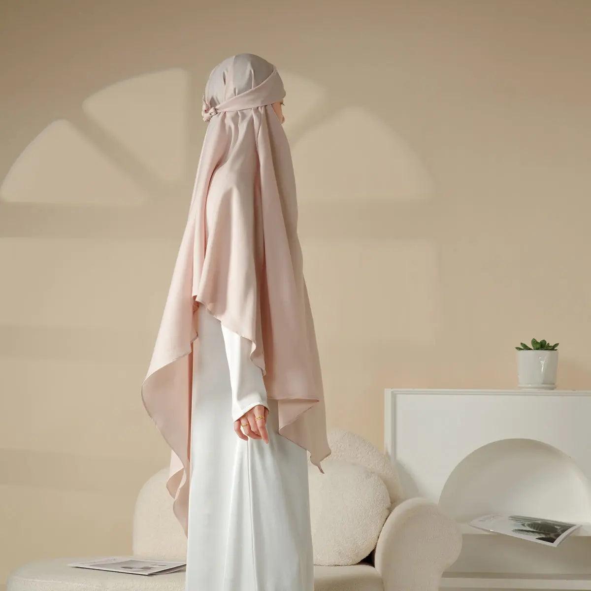 MK001 Niqab attaché - Khimar uni en Nida à 1 couche