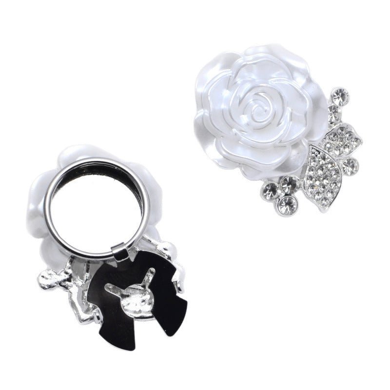 Boutons de manchette Pearl Rose | Clips décoratifs feuille en strass (MAC360)