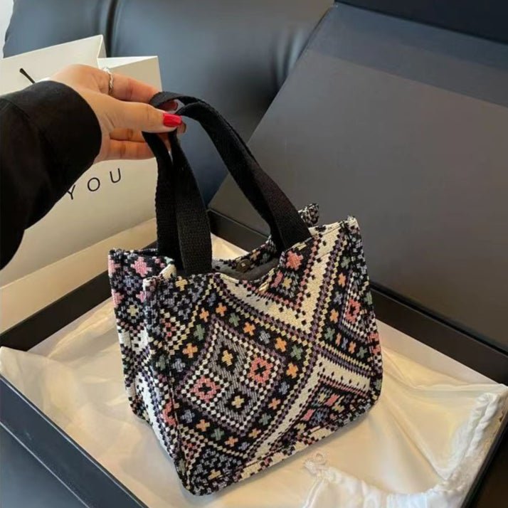 Sac Cabas en Toile Boho Chic - Sac Convertible Spacieux pour le Campus et les Trajets Quotidiens (MAC261)