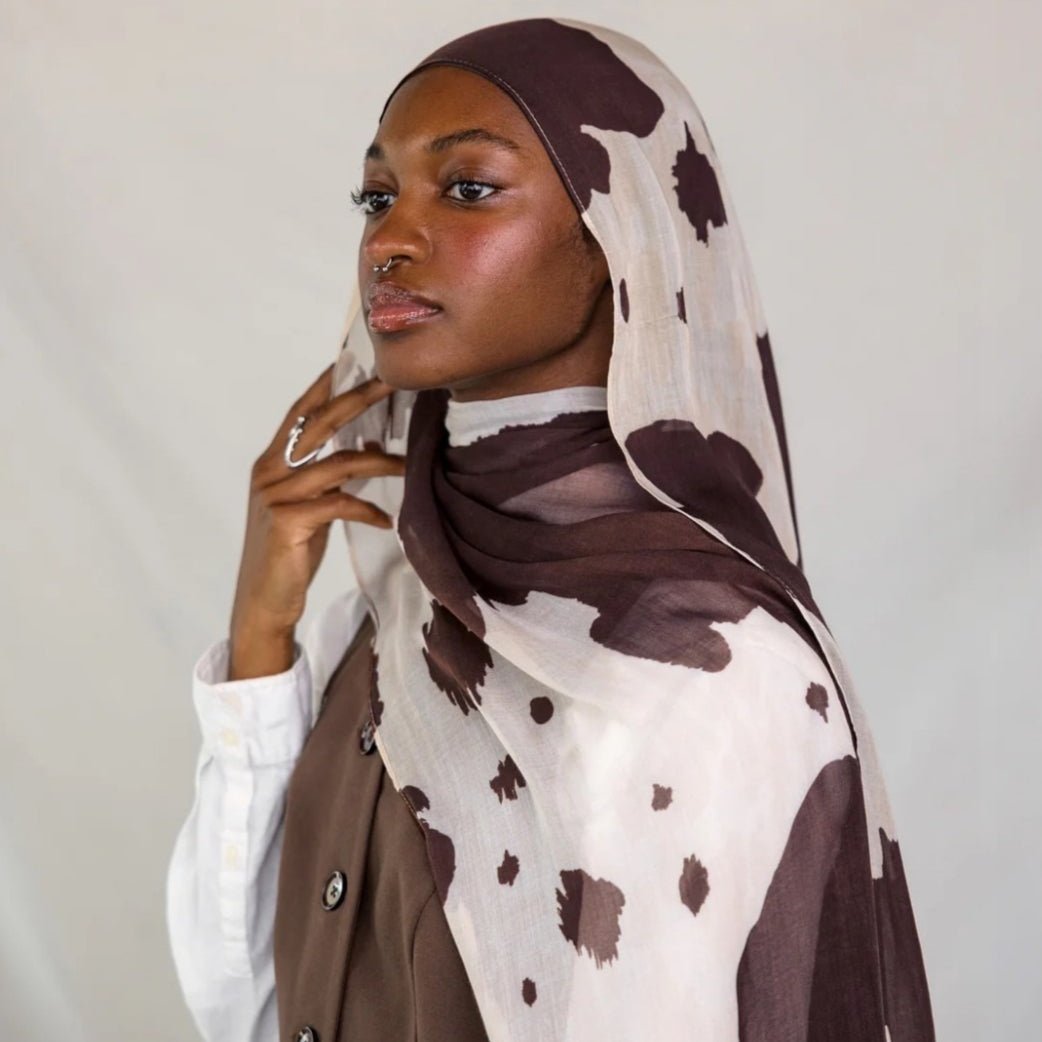 Hijab en coton aquarelle peint, style bohème (MH141)