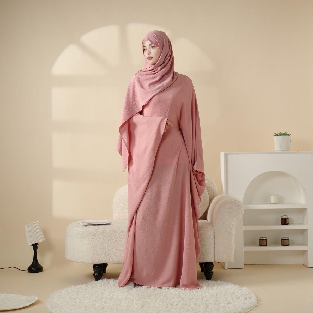 Abaya unie à manches papillon (MA048)