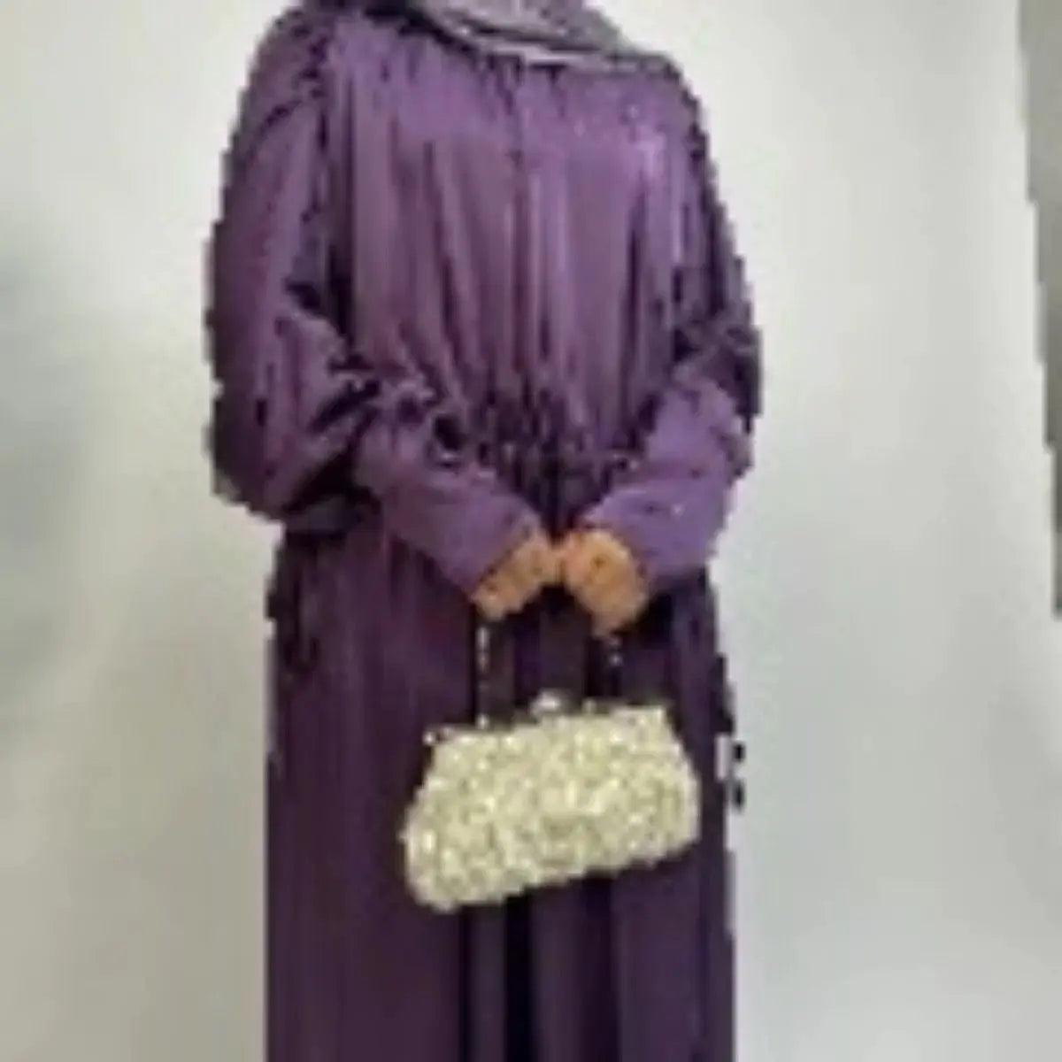 Abaya Armani : Abaya en satin parfaite avec cordon de serrage (MA039)