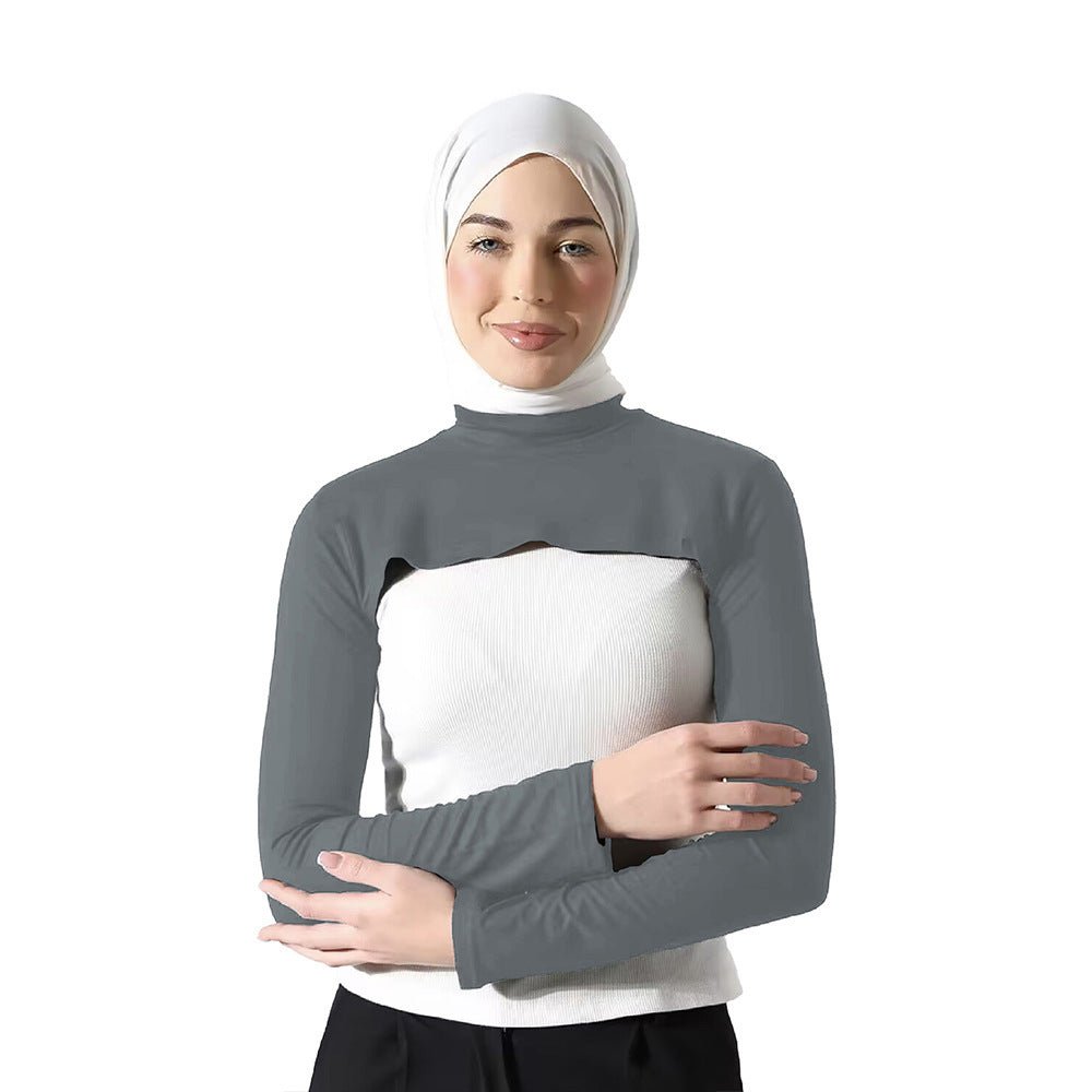 Haut de base sans manches à épaules couvertes avec manches amovibles intégrées, polyvalent | Taille unique (MAC409)