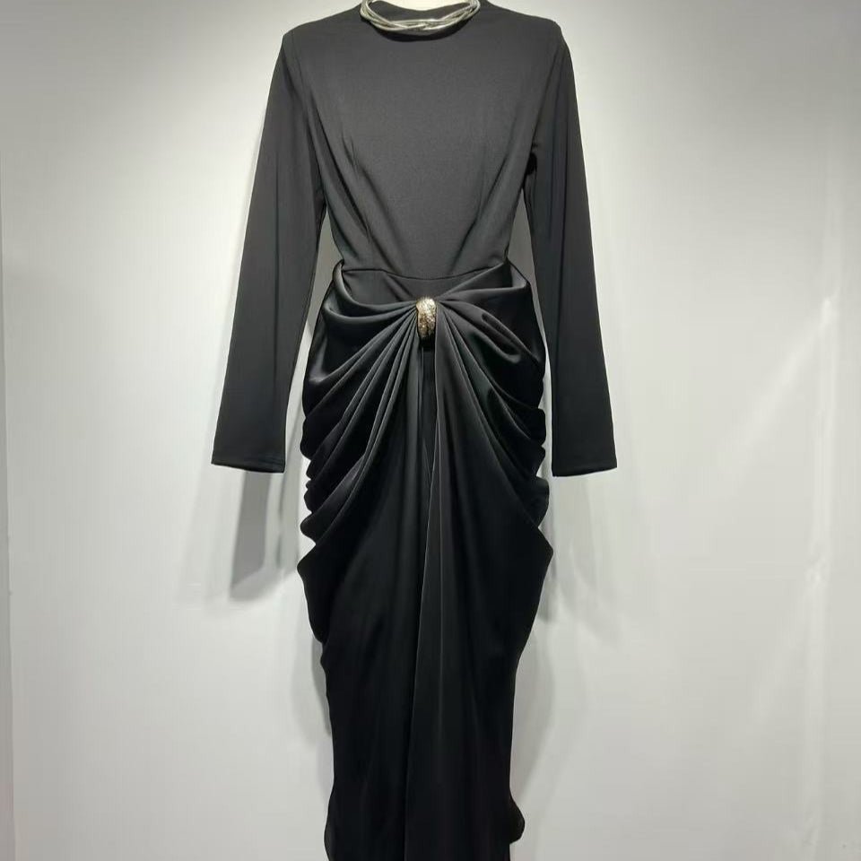 Robe Maxi en Jersey Drapé (MS386)