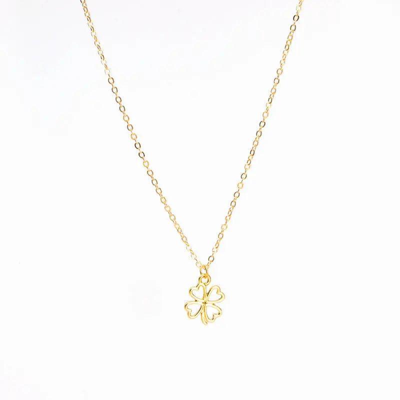Collier pendentif Trèfle à Quatre Feuilles MAC041, plaqué platine