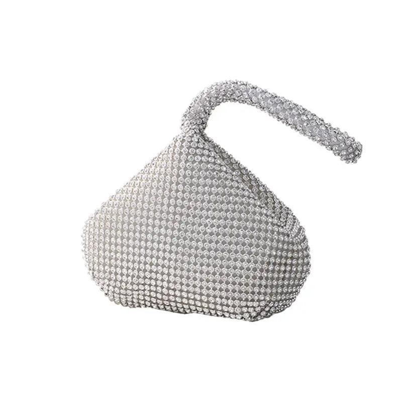 Sac à main MAC057 avec strass, forme cœur, brillant, fait main, petit sac de soirée