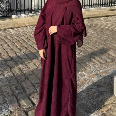 Abaya en velours côtelé à manches larges (MA045)