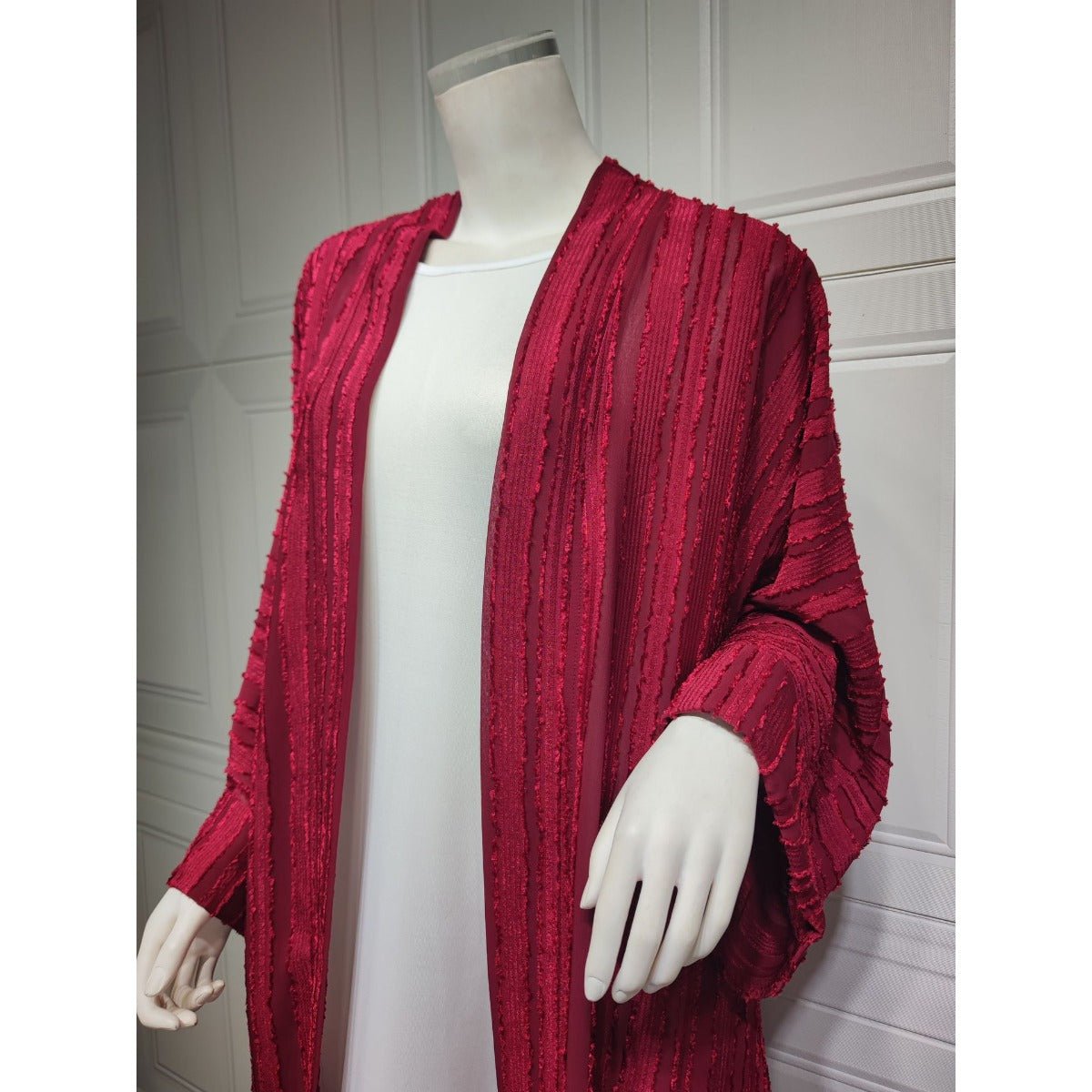 Cardigan Abaya Tricoté Vintage | Veste Longue Ouverte Modeste pour Femme (MOA217)