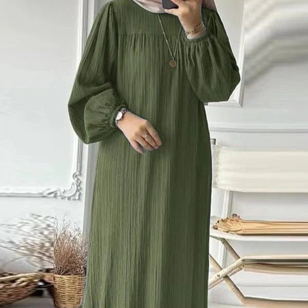 Abaya Plissée avec Ourlet Volanté (MA112)