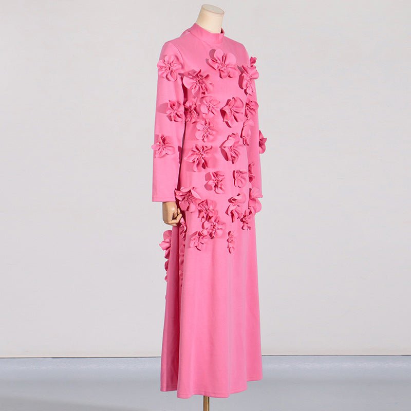 Robe Maxi à Appliqué Floral 3D (MS356)