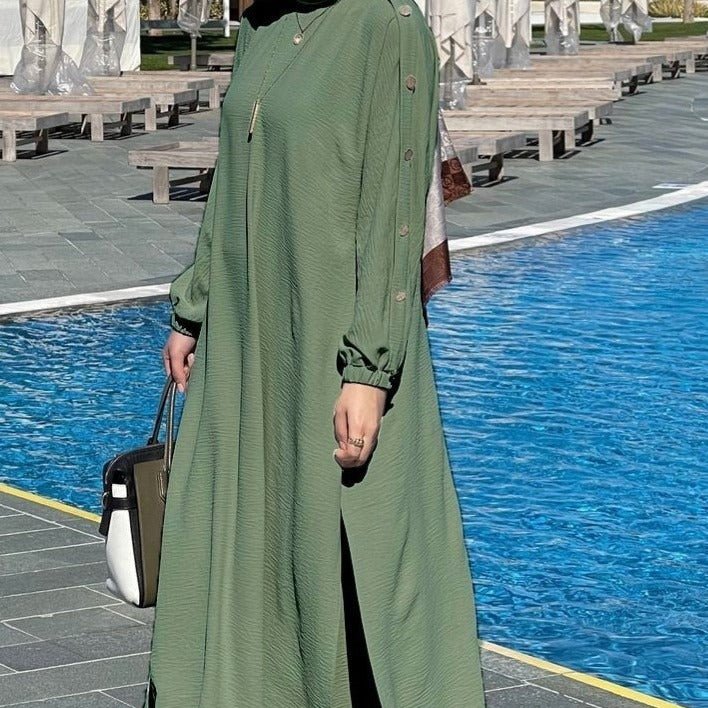 Abaya Maxi Manches Bouffantes Texturées (MS526)