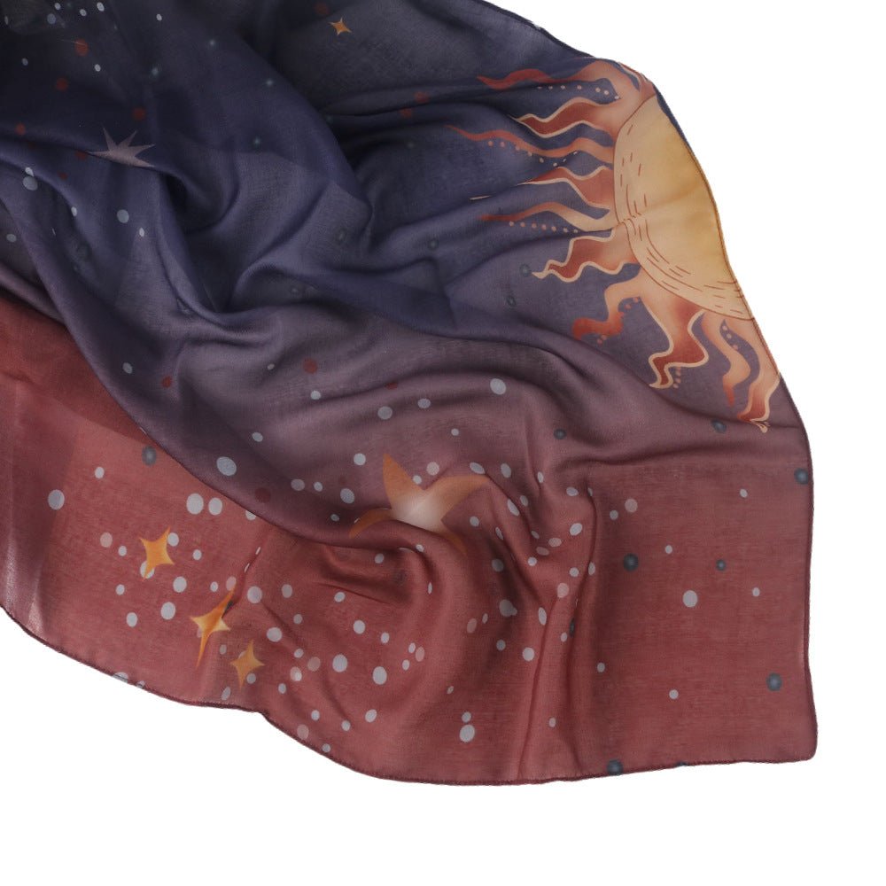 Foulard Hijab Ombré à Imprimé Soleil Céleste & Galaxie (MH242)
