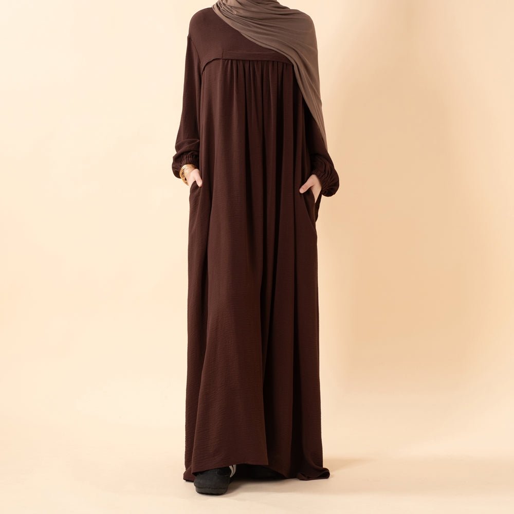 Abaya en crêpe avec poches sécurisées pour Omra (MA386)
