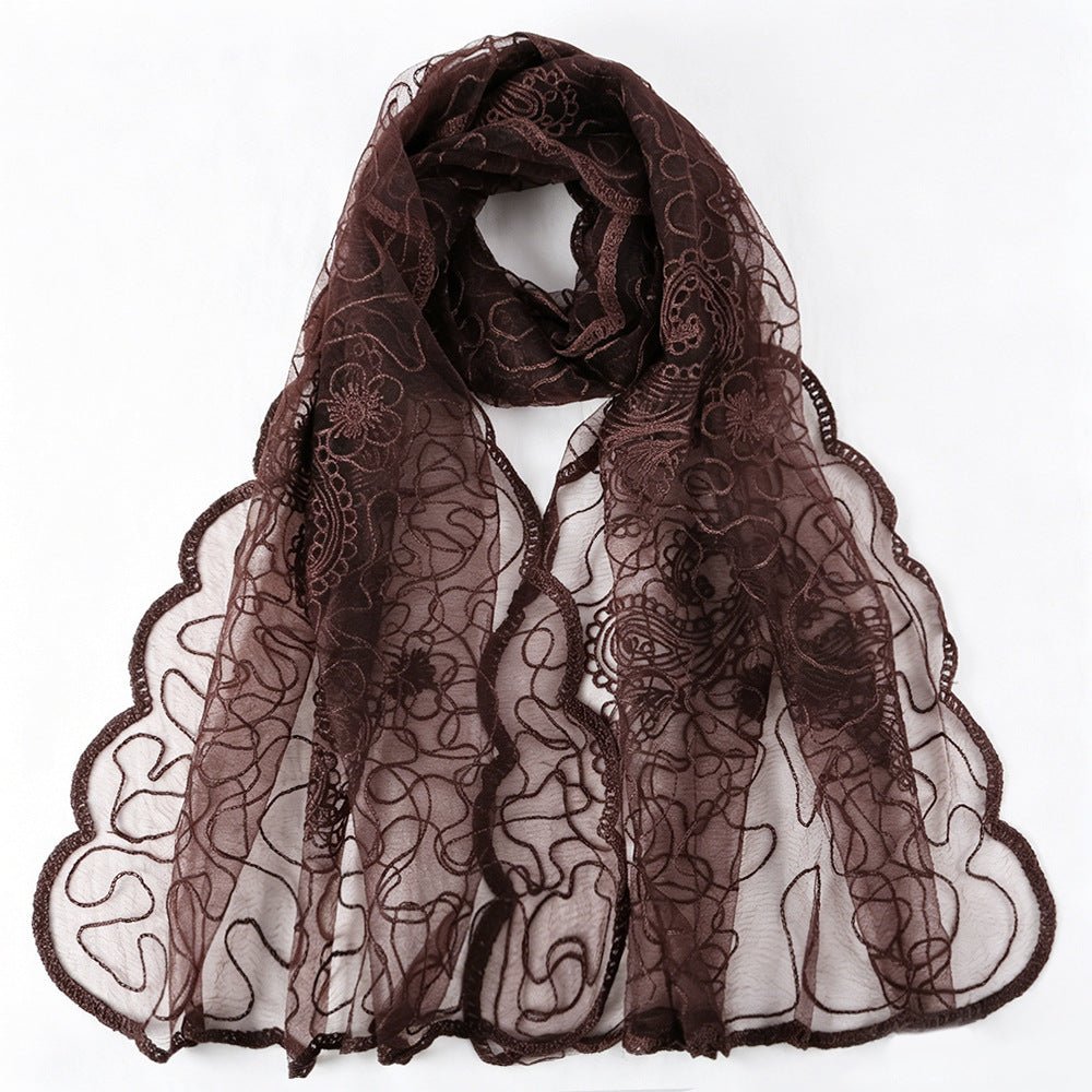 Hijab en Mesh Brodé Dentelle Florale (MH235)