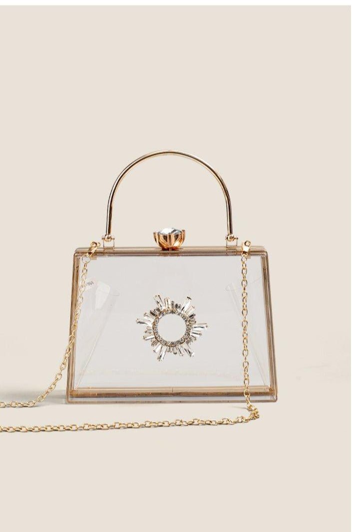 MAC082 Sac Bandoulière à Chaîne en Acrylique Transparent Strassé pour Soirée