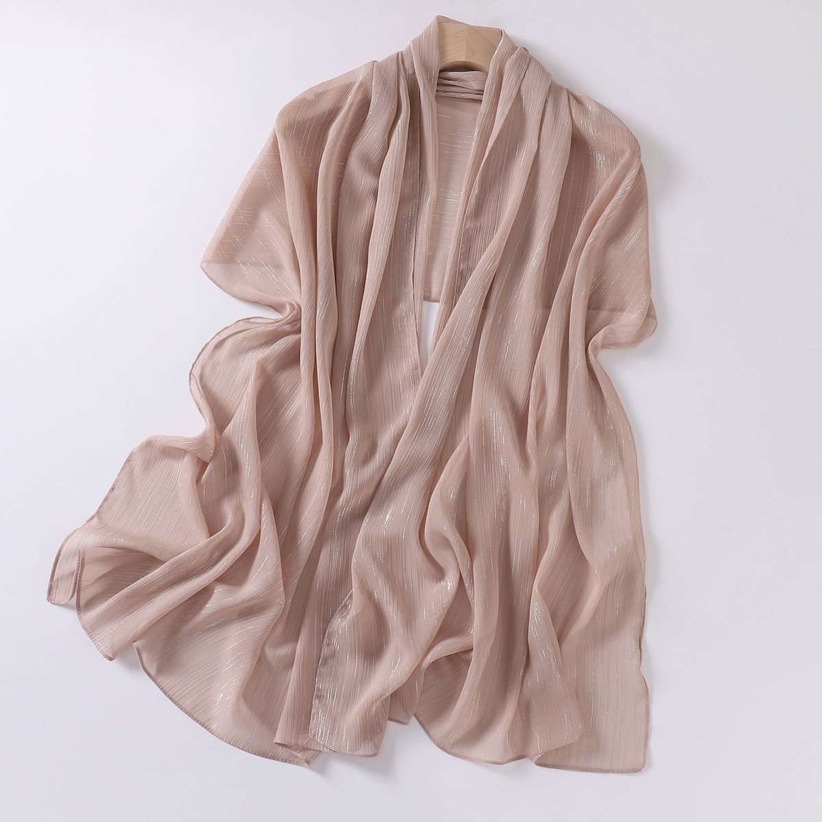 Foulard Effortless Grace Voile Chiffon Froissé Argenté (MH153)