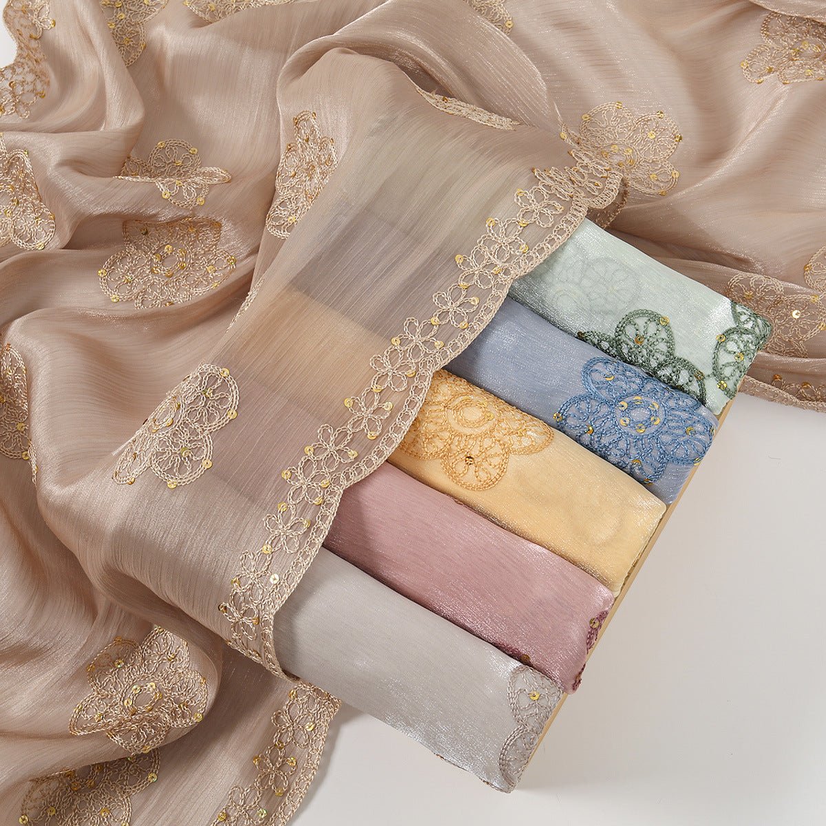 Foulard Hijab Pailletté Brillant Brodé (MH248)