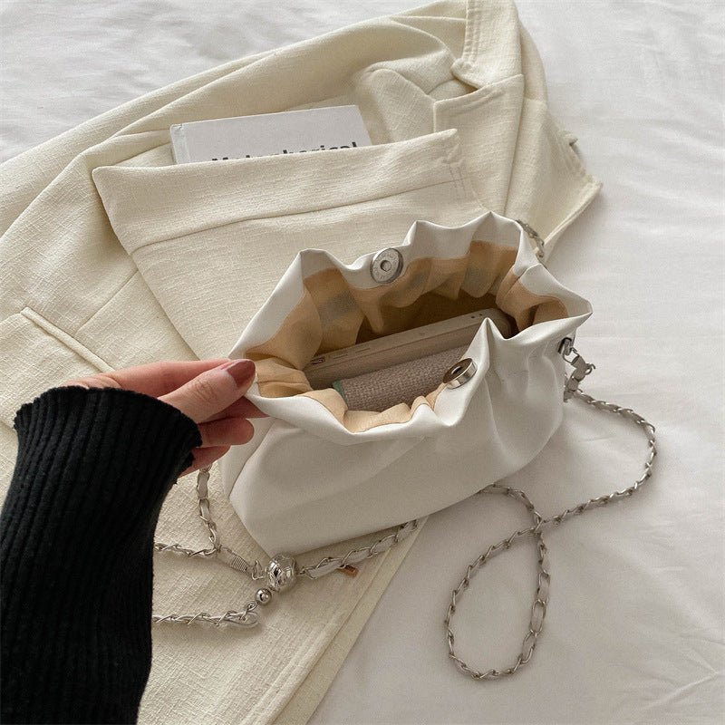 Sac Pleated Cloud à bandoulière avec chaîne, polyvalent (MAC201)