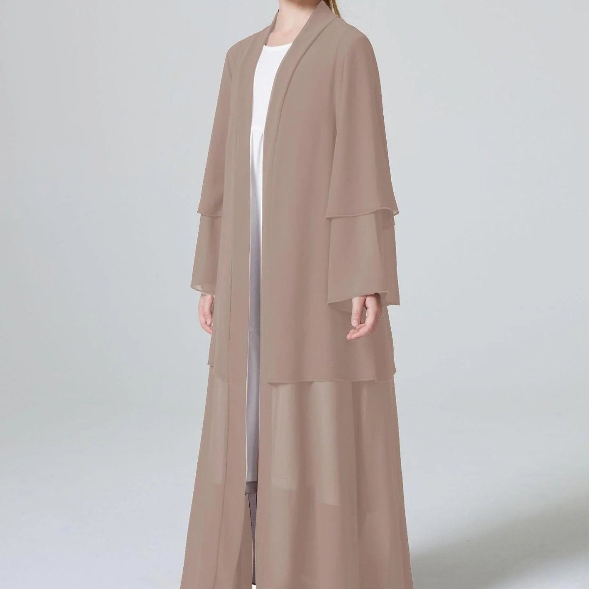 Abaya Ouverte pour Fillette en Mousseline Deux Épaisseurs (MKG007)