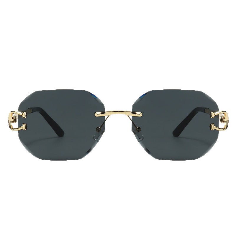 Lunettes de soleil vintage sans monture à bords taillés - Modèle statement polygonal sans cadre (MAC266)