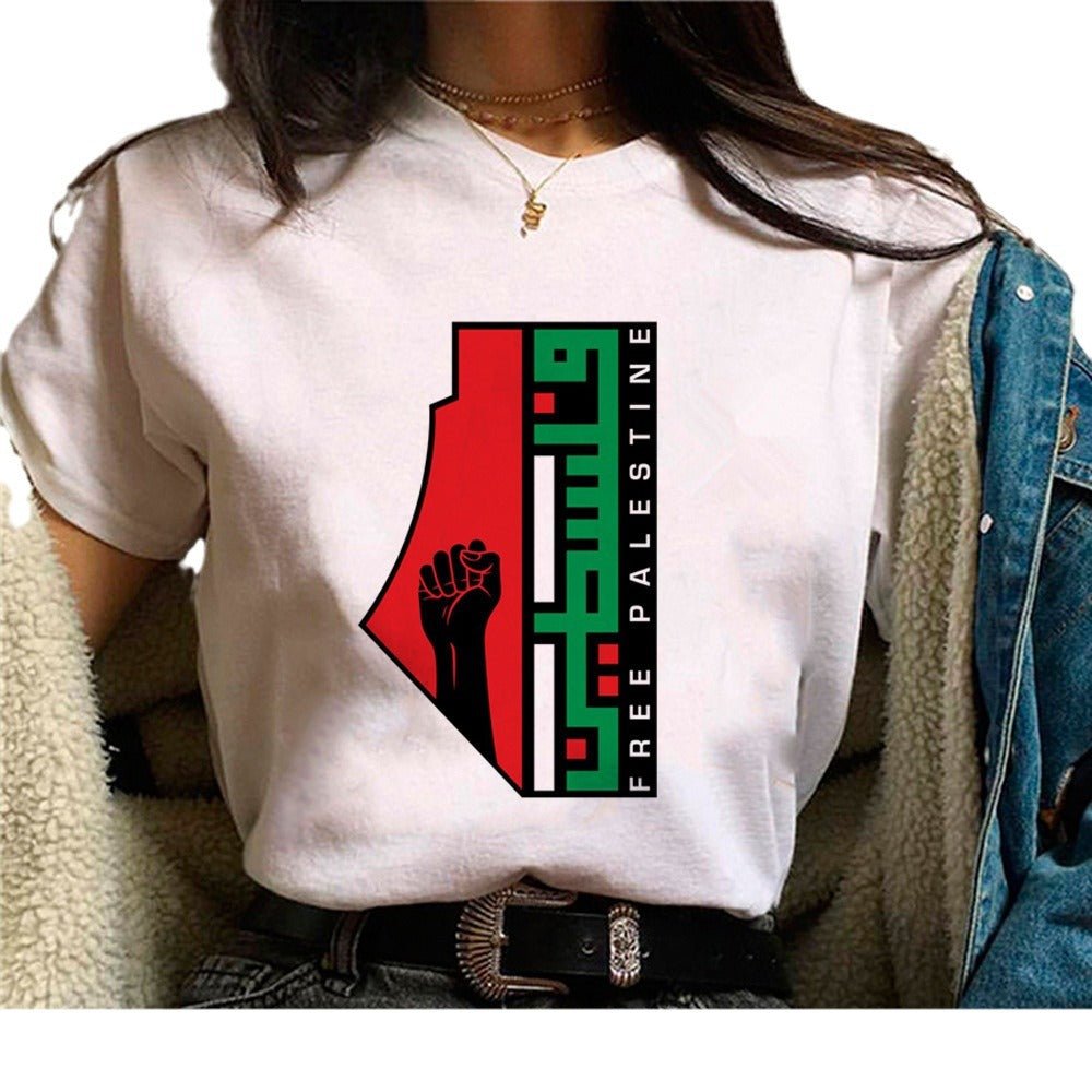 MS034 T-shirt décontracté imprimé Free Palestine